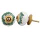 White Green Painted Floral Knob